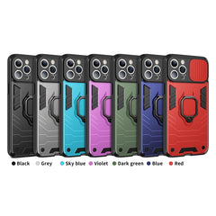 Funda de TPU + PC con diseño de cubierta de cámara deslizante a prueba de golpes con soporte de anillo, para iPhone 13 mini, para iPhone 13, para iPhone 13 Pro, para iPhone 13 Pro Max