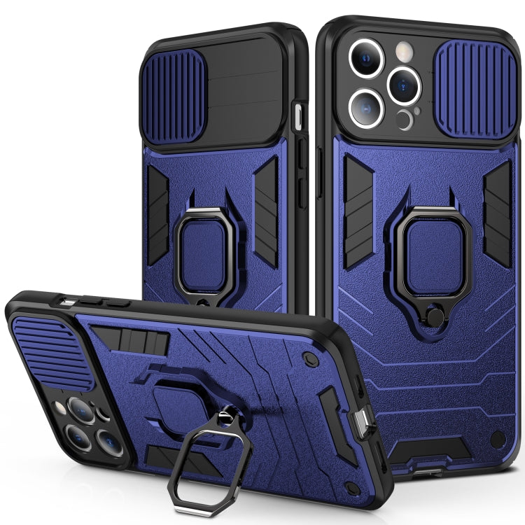 Sliding Camera Cover Design TPU + PC Shockproof Case with Ring Holder