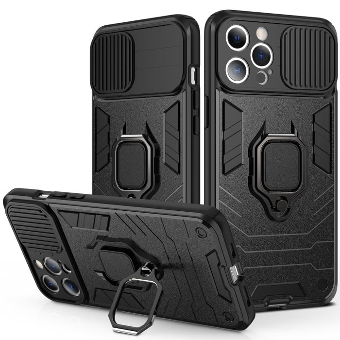 Sliding Camera Cover Design TPU + PC Shockproof Case with Ring Holder, For iPhone 13 Pro, For iPhone 13, For iPhone 13 Pro Max