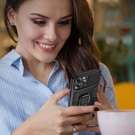 Sliding Camera Cover Design TPU + PC Shockproof Case with Ring Holder, For iPhone 13 Pro, For iPhone 13, For iPhone 13 Pro Max, For iPhone 13 mini