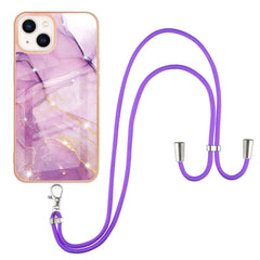 Electroplating Marble Pattern IMD TPU Shockproof Case with Neck Lanyard, For iPhone 13 mini, For iPhone 13, For iPhone 13 Pro, For iPhone 13 Pro Max, For iPhone 12 / 12 Pro