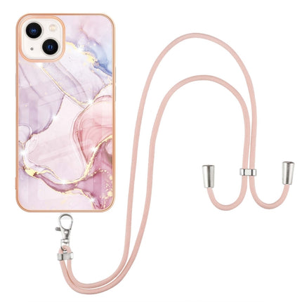 Electroplating Marble Pattern IMD TPU Shockproof Case with Neck Lanyard, For iPhone 13 mini, For iPhone 13, For iPhone 13 Pro, For iPhone 13 Pro Max