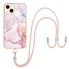 Electroplating Marble Pattern IMD TPU Shockproof Case with Neck Lanyard, For iPhone 13 mini, For iPhone 13, For iPhone 13 Pro, For iPhone 13 Pro Max, For iPhone 12 / 12 Pro