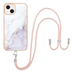 Electroplating Marble Pattern IMD TPU Shockproof Case with Neck Lanyard, For iPhone 13 mini, For iPhone 13, For iPhone 13 Pro, For iPhone 13 Pro Max, For iPhone 12 / 12 Pro