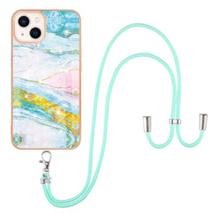 Electroplating Marble Pattern IMD TPU Shockproof Case with Neck Lanyard, For iPhone 13 mini, For iPhone 13, For iPhone 13 Pro, For iPhone 13 Pro Max, For iPhone 12 / 12 Pro