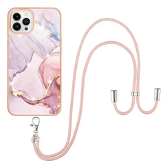 Electroplating Marble Pattern IMD TPU Shockproof Case with Neck Lanyard, For iPhone 13 mini, For iPhone 13, For iPhone 13 Pro, For iPhone 13 Pro Max, For iPhone 12 / 12 Pro