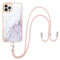 Electroplating Marble Pattern IMD TPU Shockproof Case with Neck Lanyard, For iPhone 13 mini, For iPhone 13, For iPhone 13 Pro, For iPhone 13 Pro Max, For iPhone 12 / 12 Pro