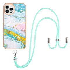 Electroplating Marble Pattern IMD TPU Shockproof Case with Neck Lanyard, For iPhone 13 mini, For iPhone 13, For iPhone 13 Pro, For iPhone 13 Pro Max, For iPhone 12 / 12 Pro