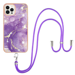 Electroplating Marble Pattern IMD TPU Shockproof Case with Neck Lanyard, For iPhone 13 mini, For iPhone 13, For iPhone 13 Pro, For iPhone 13 Pro Max, For iPhone 12 / 12 Pro