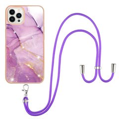 Electroplating Marble Pattern IMD TPU Shockproof Case with Neck Lanyard, For iPhone 13 mini, For iPhone 13, For iPhone 13 Pro, For iPhone 13 Pro Max, For iPhone 12 / 12 Pro