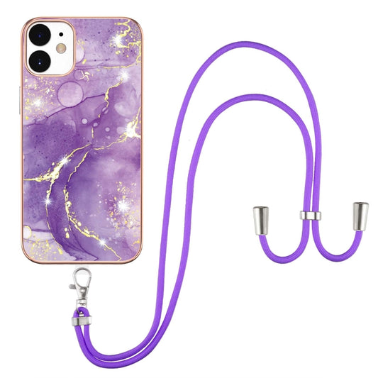 Electroplating Marble Pattern IMD TPU Shockproof Case with Neck Lanyard, For iPhone 12 / 12 Pro, For iPhone 12 Pro Max, For iPhone 11, For iPhone 11 Pro