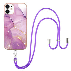 Electroplating Marble Pattern IMD TPU Shockproof Case with Neck Lanyard, For iPhone 13 mini, For iPhone 13, For iPhone 13 Pro, For iPhone 13 Pro Max, For iPhone 12 / 12 Pro