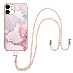 Electroplating Marble Pattern IMD TPU Shockproof Case with Neck Lanyard, For iPhone 13 mini, For iPhone 13, For iPhone 13 Pro, For iPhone 13 Pro Max, For iPhone 12 / 12 Pro