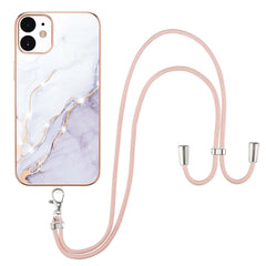 Electroplating Marble Pattern IMD TPU Shockproof Case with Neck Lanyard, For iPhone 13 mini, For iPhone 13, For iPhone 13 Pro, For iPhone 13 Pro Max, For iPhone 12 / 12 Pro