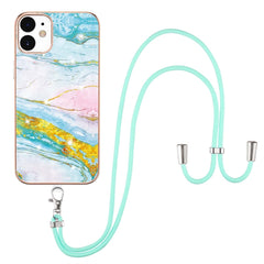 Electroplating Marble Pattern IMD TPU Shockproof Case with Neck Lanyard, For iPhone 13 mini, For iPhone 13, For iPhone 13 Pro, For iPhone 13 Pro Max, For iPhone 12 / 12 Pro