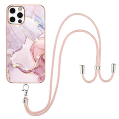 Electroplating Marble Pattern IMD TPU Shockproof Case with Neck Lanyard, For iPhone 12 / 12 Pro, For iPhone 12 Pro Max, For iPhone 11, For iPhone 11 Pro