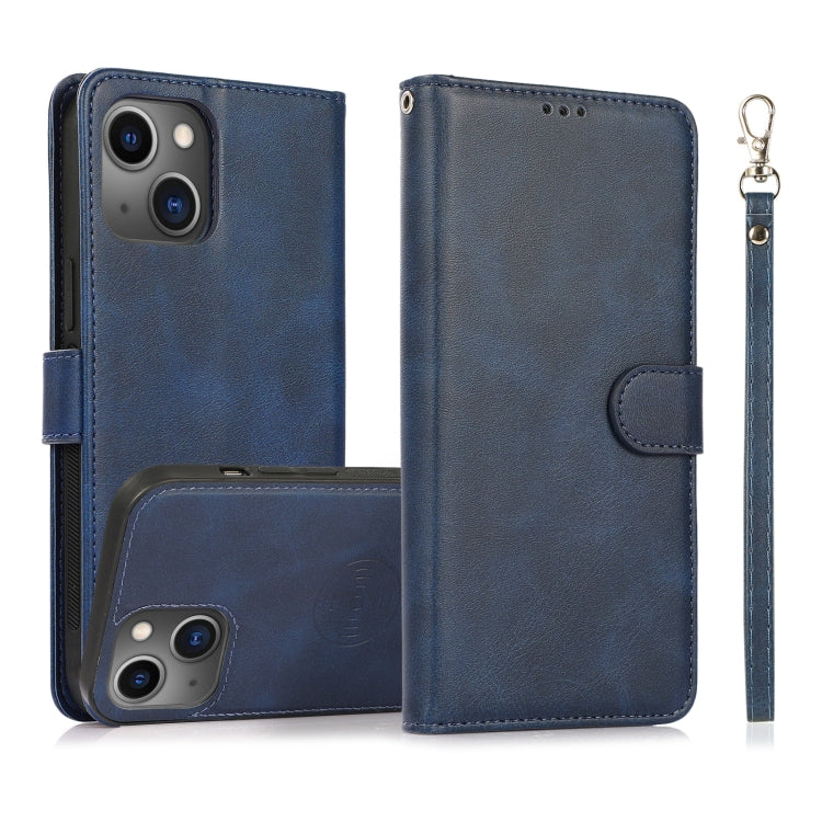 2-in-1-Lederhülle mit abnehmbarer magnetischer Rückseite und Kalbslederstruktur, horizontales Klappetui mit Halterung, Kartenfächern, Geldbörse und Bilderrahmen, für iPhone 13 mini, für iPhone 13, für iPhone 13 Pro, für iPhone 13 Pro Max