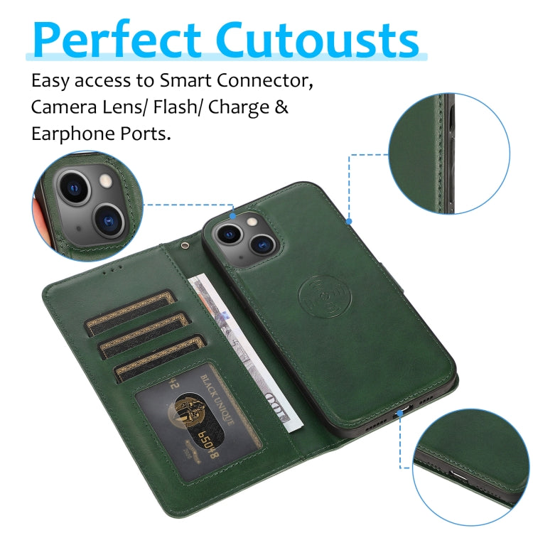2-in-1-Lederhülle mit abnehmbarer magnetischer Rückseite und Kalbslederstruktur, horizontales Klappetui mit Halterung, Kartenfächern, Geldbörse und Bilderrahmen, für iPhone 13 mini, für iPhone 13, für iPhone 13 Pro, für iPhone 13 Pro Max