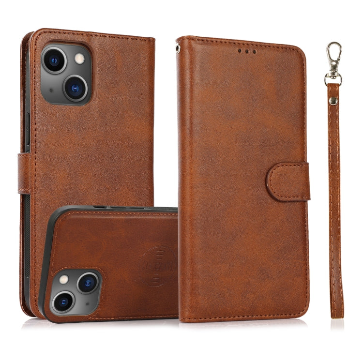 2-in-1-Lederhülle mit abnehmbarer magnetischer Rückseite und Kalbslederstruktur, horizontales Klappetui mit Halterung, Kartenfächern, Geldbörse und Bilderrahmen, für iPhone 13 mini, für iPhone 13, für iPhone 13 Pro, für iPhone 13 Pro Max