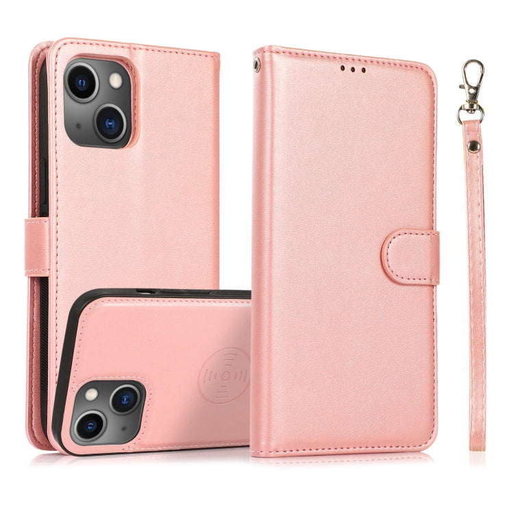 2-in-1-Lederhülle mit abnehmbarer magnetischer Rückseite und Kalbslederstruktur, horizontales Klappetui mit Halterung, Kartenfächern, Geldbörse und Bilderrahmen, für iPhone 13 mini, für iPhone 13, für iPhone 13 Pro, für iPhone 13 Pro Max