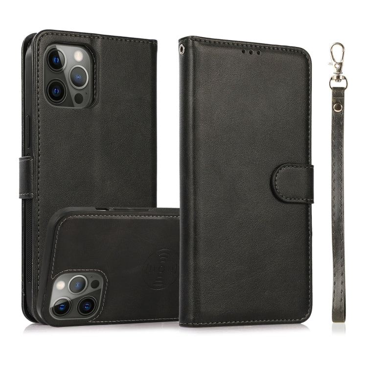 2-in-1-Lederhülle mit abnehmbarer magnetischer Rückseite und Kalbslederstruktur, horizontales Klappetui mit Halterung, Kartenfächern, Geldbörse und Bilderrahmen, für iPhone 13 mini, für iPhone 13, für iPhone 13 Pro, für iPhone 13 Pro Max