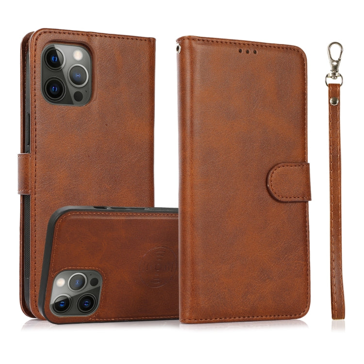 2-in-1-Lederhülle mit abnehmbarer magnetischer Rückseite und Kalbslederstruktur, horizontales Klappetui mit Halterung, Kartenfächern, Geldbörse und Bilderrahmen, für iPhone 13 mini, für iPhone 13, für iPhone 13 Pro, für iPhone 13 Pro Max