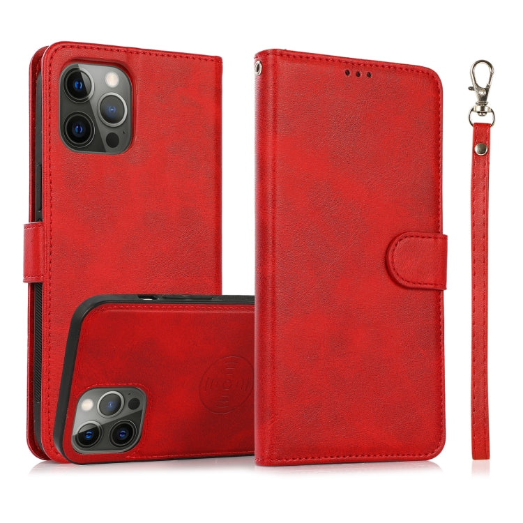 2-in-1-Lederhülle mit abnehmbarer magnetischer Rückseite und Kalbslederstruktur, horizontales Klappetui mit Halterung, Kartenfächern, Geldbörse und Bilderrahmen, für iPhone 13 mini, für iPhone 13, für iPhone 13 Pro, für iPhone 13 Pro Max