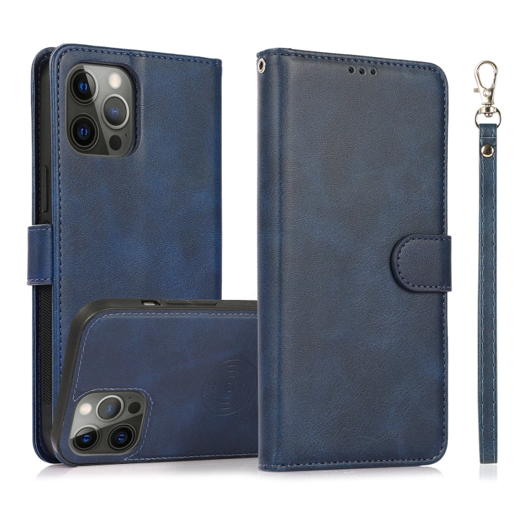 2-in-1-Lederhülle mit abnehmbarer magnetischer Rückseite und Kalbslederstruktur, horizontales Klappetui mit Halterung, Kartenfächern, Geldbörse und Bilderrahmen, für iPhone 13 mini, für iPhone 13, für iPhone 13 Pro, für iPhone 13 Pro Max