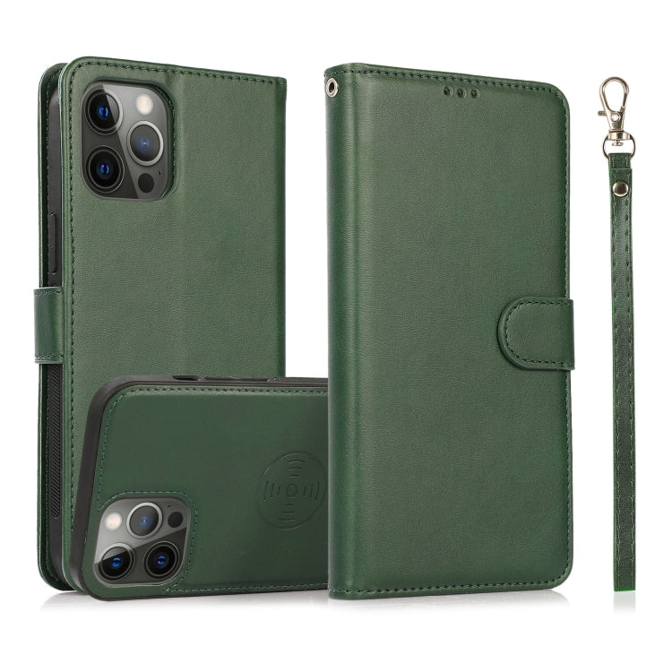 2-in-1-Lederhülle mit abnehmbarer magnetischer Rückseite und Kalbslederstruktur, horizontales Klappetui mit Halterung, Kartenfächern, Geldbörse und Bilderrahmen, für iPhone 13 mini, für iPhone 13, für iPhone 13 Pro, für iPhone 13 Pro Max