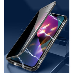 Four-corner Shockproof Anti-peeping Magnetic Metal Frame Double-sided Tempered Glass Case, For iPhone 13 Pro, For iPhone 13 Pro Max