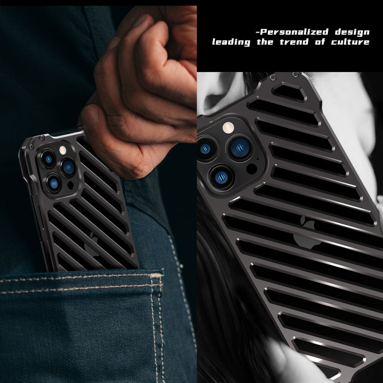 R-JUST RJ-50 Hohle, atmungsaktive Panzerung, stoßfeste Metall-Schutzhülle, für iPhone 13 mini, für iPhone 13, für iPhone 13 Pro, für iPhone 13 Pro Max, für iPhone 12 mini, für iPhone 12, für iPhone 12 Pro, für iPhone 12 Pro Max