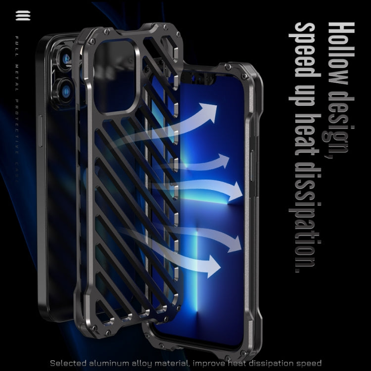 R-JUST RJ-50 Hohle, atmungsaktive Panzerung, stoßfeste Metall-Schutzhülle, für iPhone 13 mini, für iPhone 13, für iPhone 13 Pro, für iPhone 13 Pro Max, für iPhone 12 mini, für iPhone 12, für iPhone 12 Pro, für iPhone 12 Pro Max