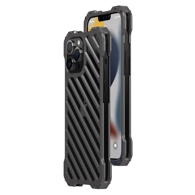 R-JUST RJ-50 Funda protectora de metal a prueba de golpes con armadura hueca y transpirable, para iPhone 13 mini, para iPhone 13, para iPhone 13 Pro, para iPhone 13 Pro Max, para iPhone 12 mini, para iPhone 12, para iPhone 12 Pro, para iPhone 12 Pro Max