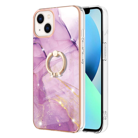 Electroplating Marble Pattern IMD TPU Shockproof Case with Ring Holder, For iPhone 13 mini, For iPhone 13, For iPhone 13 Pro, For iPhone 13 Pro Max, For iPhone 12 / 12 Pro