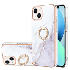 Galvanisiertes Marmormuster IMD TPU Stoßfeste Hülle mit Ringhalter, Für iPhone 13 mini, Für iPhone 13, Für iPhone 13 Pro, Für iPhone 13 Pro Max, Für iPhone 12 / 12 Pro