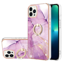 Galvanisiertes Marmormuster IMD TPU Stoßfeste Hülle mit Ringhalter, Für iPhone 13 mini, Für iPhone 13, Für iPhone 13 Pro, Für iPhone 13 Pro Max, Für iPhone 12 / 12 Pro