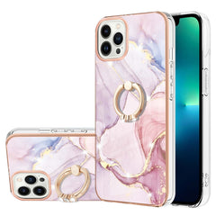 Galvanisiertes Marmormuster IMD TPU Stoßfeste Hülle mit Ringhalter, Für iPhone 13 mini, Für iPhone 13, Für iPhone 13 Pro, Für iPhone 13 Pro Max, Für iPhone 12 / 12 Pro