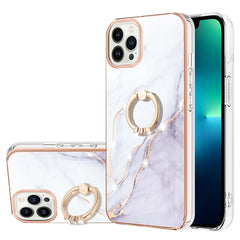 Galvanisiertes Marmormuster IMD TPU Stoßfeste Hülle mit Ringhalter, Für iPhone 13 mini, Für iPhone 13, Für iPhone 13 Pro, Für iPhone 13 Pro Max, Für iPhone 12 / 12 Pro