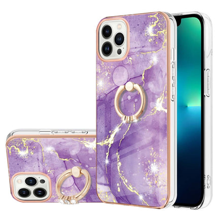 Electroplating Marble Pattern IMD TPU Shockproof Case with Ring Holder, For iPhone 13 mini, For iPhone 13, For iPhone 13 Pro, For iPhone 13 Pro Max