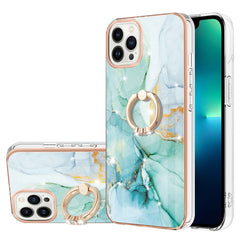 Electroplating Marble Pattern IMD TPU Shockproof Case with Ring Holder, For iPhone 13 mini, For iPhone 13, For iPhone 13 Pro, For iPhone 13 Pro Max