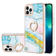 Galvanisiertes Marmormuster IMD TPU Stoßfeste Hülle mit Ringhalter, Für iPhone 13 mini, Für iPhone 13, Für iPhone 13 Pro, Für iPhone 13 Pro Max, Für iPhone 12 / 12 Pro