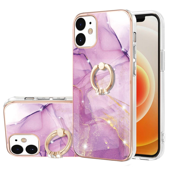 Estuche a prueba de golpes de TPU IMD con patrón de mármol galvanizado y soporte para anillo, para iPhone 12 Pro Max, para iPhone 11, para iPhone 11 Pro Max