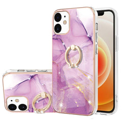 Galvanisiertes Marmormuster IMD TPU Stoßfeste Hülle mit Ringhalter, Für iPhone 13 mini, Für iPhone 13, Für iPhone 13 Pro, Für iPhone 13 Pro Max, Für iPhone 12 / 12 Pro