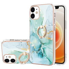 Galvanisiertes Marmormuster IMD TPU Stoßfeste Hülle mit Ringhalter, Für iPhone 13 mini, Für iPhone 13, Für iPhone 13 Pro, Für iPhone 13 Pro Max, Für iPhone 12 / 12 Pro