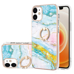 Galvanisiertes Marmormuster IMD TPU Stoßfeste Hülle mit Ringhalter, Für iPhone 13 mini, Für iPhone 13, Für iPhone 13 Pro, Für iPhone 13 Pro Max, Für iPhone 12 / 12 Pro