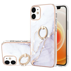 Galvanisiertes Marmormuster IMD TPU Stoßfeste Hülle mit Ringhalter, Für iPhone 13 mini, Für iPhone 13, Für iPhone 13 Pro, Für iPhone 13 Pro Max, Für iPhone 12 / 12 Pro