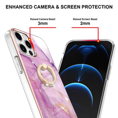 Electroplating Marble Pattern IMD TPU Shockproof Case with Ring Holder, For iPhone 12 Pro Max, For iPhone 11, For iPhone 11 Pro Max