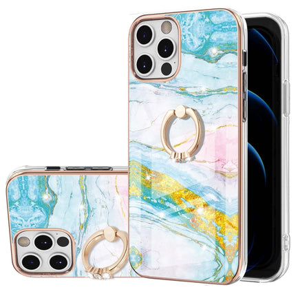 Galvanisiertes Marmormuster IMD TPU Stoßfeste Hülle mit Ringhalter, Für iPhone 12 Pro Max, Für iPhone 11, Für iPhone 11 Pro Max