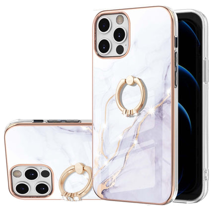 Galvanisiertes Marmormuster IMD TPU Stoßfeste Hülle mit Ringhalter, Für iPhone 12 Pro Max, Für iPhone 11, Für iPhone 11 Pro Max
