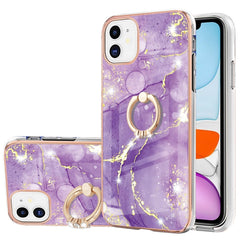 Electroplating Marble Pattern IMD TPU Shockproof Case with Ring Holder, For iPhone 12 Pro Max, For iPhone 11, For iPhone 11 Pro Max